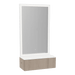 Glo Wall Mount Styling Station with Concealed Appliance Holder, Solid Surface Countertop, and Silver Rectangle Glo Mirror - Kaemark