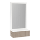 Glo Wall Mount Styling Station with Concealed Appliance Holder, Solid Surface Countertop, and Silver Rectangle Glo Mirror - Kaemark