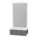 Glo Wall Mount Styling Station with Concealed Appliance Holder, Solid Surface Countertop, and Silver Rectangle Glo Mirror - Kaemark