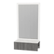 Glo Wall Mount Styling Station with Concealed Appliance Holder, Solid Surface Countertop, and Silver Rectangle Glo Mirror - Kaemark