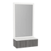 Glo Wall Mount Styling Station with Concealed Appliance Holder, Solid Surface Countertop, and Silver Rectangle Glo Mirror - Kaemark