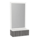 Glo Wall Mount Styling Station with Concealed Appliance Holder, Solid Surface Countertop, and Silver Rectangle Glo Mirror - Kaemark
