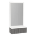 Glo Wall Mount Styling Station with Concealed Appliance Holder, Solid Surface Countertop, and Silver Rectangle Glo Mirror - Kaemark