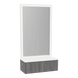 Glo Wall Mount Styling Station with Concealed Appliance Holder, Solid Surface Countertop, and Silver Rectangle Glo Mirror - Kaemark