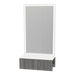 Glo Wall Mount Styling Station with Concealed Appliance Holder, Solid Surface Countertop, and Silver Rectangle Glo Mirror - Kaemark