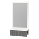 Glo Wall Mount Styling Station with Concealed Appliance Holder, Solid Surface Countertop, and Silver Rectangle Glo Mirror - Kaemark