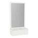 Glo Wall Mount Styling Station with Concealed Appliance Holder, Solid Surface Countertop, and Silver Rectangle Glo Mirror - Kaemark