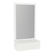 Glo Wall Mount Styling Station with Concealed Appliance Holder, Solid Surface Countertop, and Silver Rectangle Glo Mirror - Kaemark
