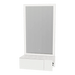 Glo Wall Mount Styling Station with Concealed Appliance Holder, Solid Surface Countertop, and Silver Rectangle Glo Mirror - Kaemark