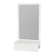Glo Wall Mount Styling Station with Concealed Appliance Holder, Solid Surface Countertop, and Silver Rectangle Glo Mirror - Kaemark