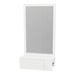 Glo Wall Mount Styling Station with Concealed Appliance Holder, Solid Surface Countertop, and Silver Rectangle Glo Mirror - Kaemark