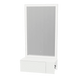 Glo Wall Mount Styling Station with Concealed Appliance Holder, Solid Surface Countertop, and Silver Rectangle Glo Mirror - Kaemark