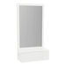 Glo Wall Mount Styling Station with Concealed Appliance Holder, Solid Surface Countertop, and Silver Rectangle Glo Mirror - Kaemark