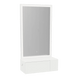 Glo Wall Mount Styling Station with Concealed Appliance Holder, Solid Surface Countertop, and Silver Rectangle Glo Mirror - Kaemark