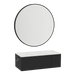 Glo Wall Mount Styling Station with Concealed Appliance Holder, Solid Surface Countertop, and Black Round Westin Mirror - Kaemark
