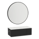 Glo Wall Mount Styling Station with Concealed Appliance Holder, Solid Surface Countertop, and Black Round Westin Mirror - Kaemark