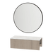 Glo Wall Mount Styling Station with Concealed Appliance Holder, Solid Surface Countertop, and Black Round Westin Mirror - Kaemark
