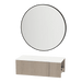Glo Wall Mount Styling Station with Concealed Appliance Holder, Solid Surface Countertop, and Black Round Westin Mirror - Kaemark