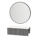 Glo Wall Mount Styling Station with Concealed Appliance Holder, Solid Surface Countertop, and Black Round Westin Mirror - Kaemark