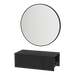 Glo Wall Mount Styling Station with Concealed Appliance Holder and Silver Round Glo Mirror - Kaemark