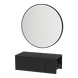 Glo Wall Mount Styling Station with Concealed Appliance Holder and Black Round Westin Mirror - Kaemark