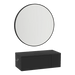 Glo Wall Mount Styling Station with Concealed Appliance Holder and Black Round Westin Mirror - Kaemark