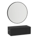Glo Wall Mount Styling Station with Concealed Appliance Holder and Black Round Westin Mirror - Kaemark