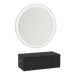 Glo Wall Mount Styling Station with Concealed Appliance Holder and Silver Round Glo Mirror - Kaemark