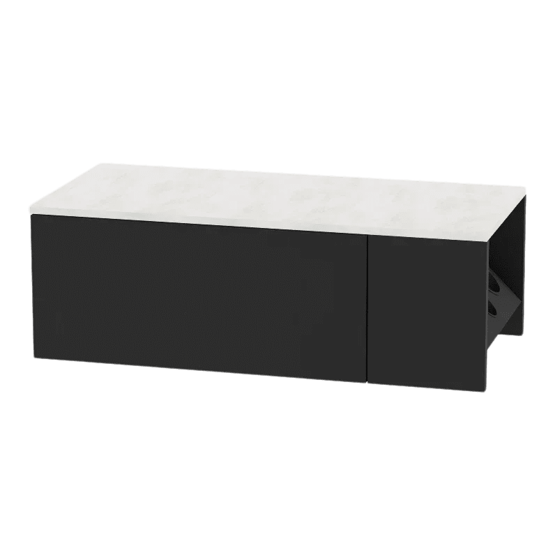 Glo Wall Mount Styling Station with Concealed Appliance Holder and Solid Surface Countertop (Cabinet Only) - Kaemark
