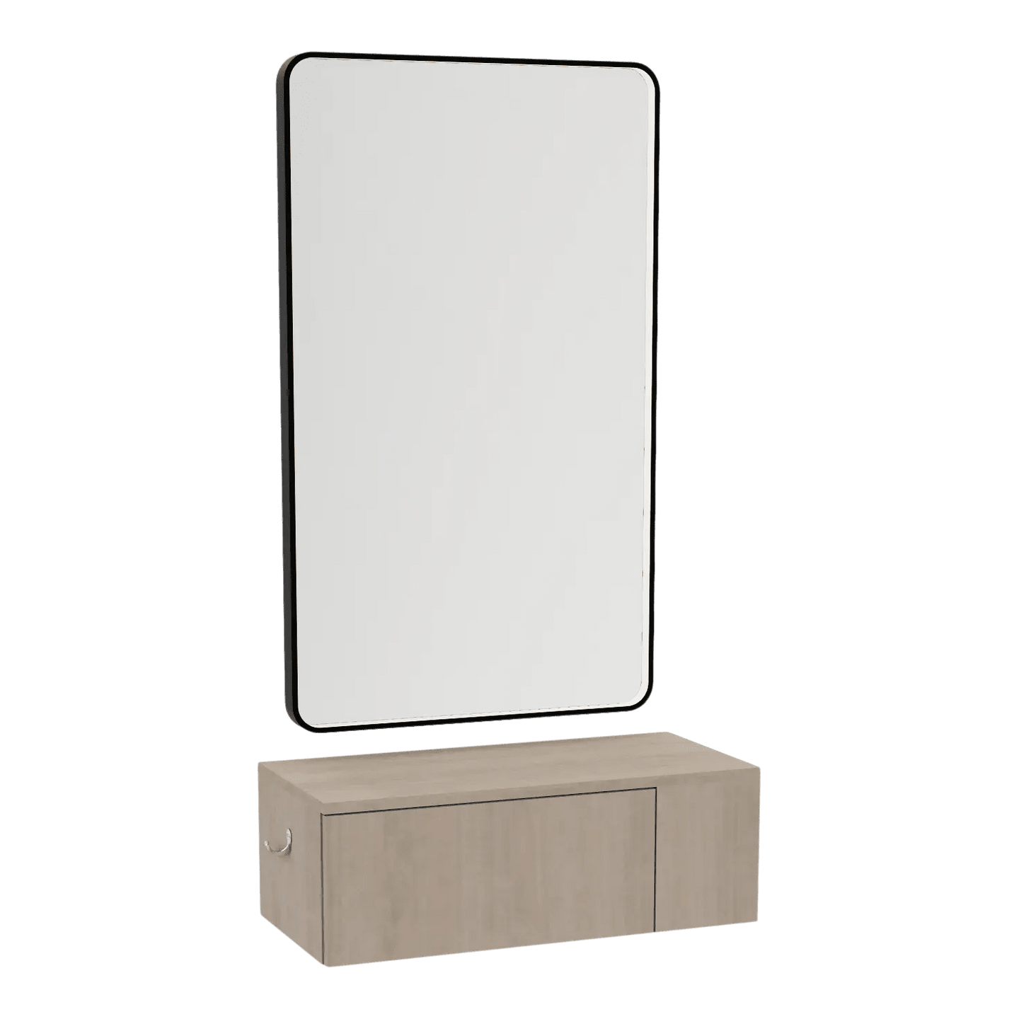 Glo Wall Mount Styling Station with Concealed Appliance Holder and Black Rectangle Westin Mirror - Kaemark