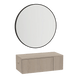 Glo Wall Mount Styling Station with Concealed Appliance Holder and Black Round Westin Mirror - Kaemark