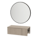 Glo Wall Mount Styling Station with Concealed Appliance Holder and Black Round Westin Mirror - Kaemark