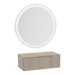 Glo Wall Mount Styling Station with Concealed Appliance Holder and Silver Round Glo Mirror - Kaemark