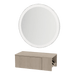Glo Wall Mount Styling Station with Concealed Appliance Holder and Silver Round Glo Mirror - Kaemark