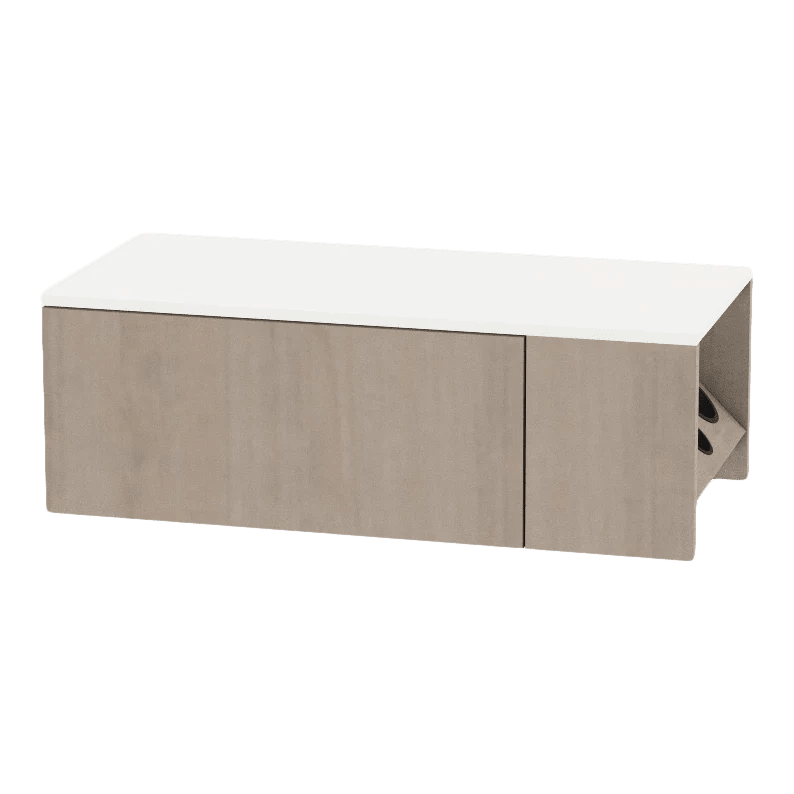 Glo Wall Mount Styling Station with Concealed Appliance Holder and Solid Surface Countertop (Cabinet Only) - Kaemark