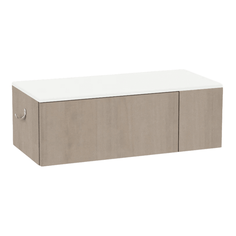 Glo Wall Mount Styling Station with Concealed Appliance Holder and Solid Surface Countertop (Cabinet Only) - Kaemark