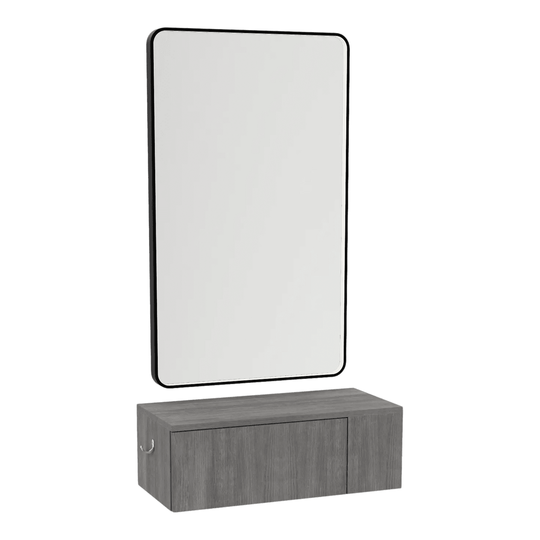 Glo Wall Mount Styling Station with Concealed Appliance Holder and Black Rectangle Westin Mirror - Kaemark