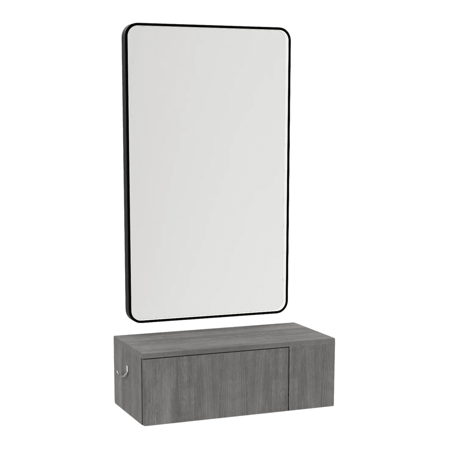 Glo Wall Mount Styling Station with Concealed Appliance Holder and Black Rectangle Westin Mirror - Kaemark