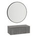 Glo Wall Mount Styling Station with Concealed Appliance Holder and Black Round Westin Mirror - Kaemark