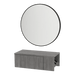 Glo Wall Mount Styling Station with Concealed Appliance Holder and Black Round Westin Mirror - Kaemark