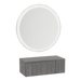 Glo Wall Mount Styling Station with Concealed Appliance Holder and Silver Round Glo Mirror - Kaemark