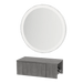Glo Wall Mount Styling Station with Concealed Appliance Holder and Silver Round Glo Mirror - Kaemark
