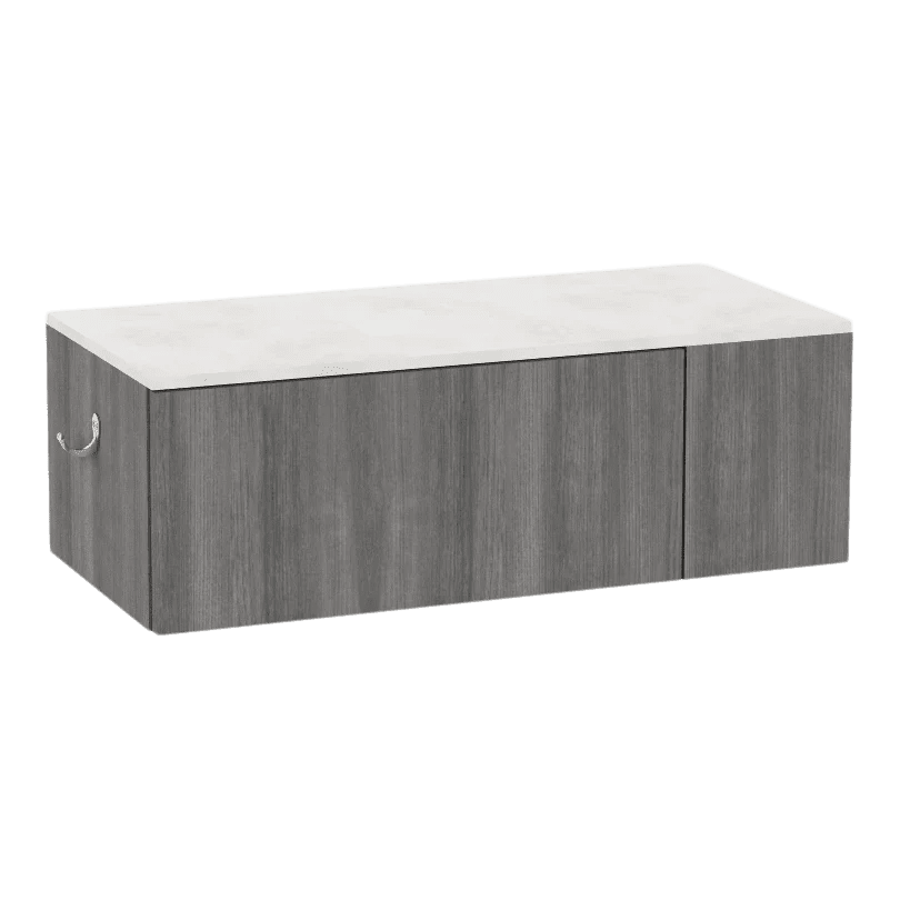 Glo Wall Mount Styling Station with Concealed Appliance Holder and Solid Surface Countertop (Cabinet Only) - Kaemark