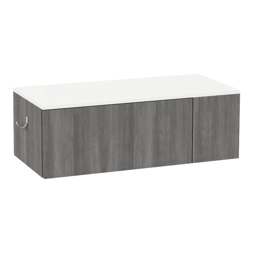 Glo Wall Mount Styling Station with Concealed Appliance Holder and Solid Surface Countertop (Cabinet Only) - Kaemark