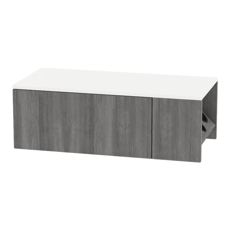 Glo Wall Mount Styling Station with Concealed Appliance Holder and Solid Surface Countertop (Cabinet Only) - Kaemark