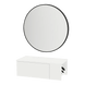 Glo Wall Mount Styling Station with Concealed Appliance Holder and Black Round Westin Mirror - Kaemark