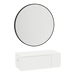 Glo Wall Mount Styling Station with Concealed Appliance Holder and Black Round Westin Mirror - Kaemark