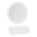 Glo Wall Mount Styling Station with Concealed Appliance Holder and Silver Round Glo Mirror - Kaemark