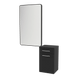 Glo Wall Mount Styling Station with Tilt-out Appliance Holder and Black Rectangle Westin Mirror - Kaemark
