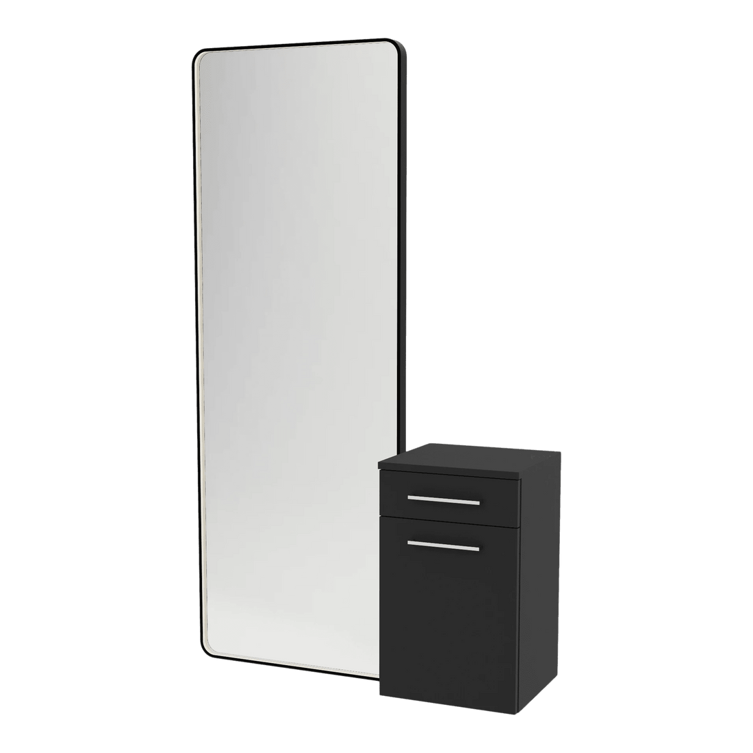 Glo Wall Mount Styling Station with Tilt-out Appliance Holder and Black Full-Length Rectangle Westin Mirror - Kaemark